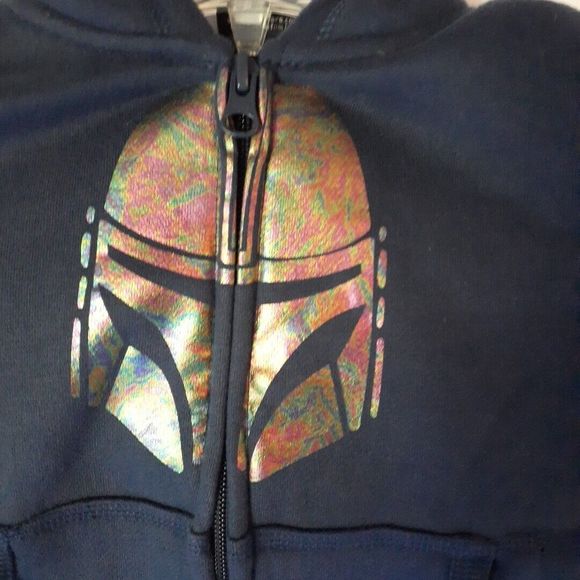 Toddler Star Wars Mandalorian Navy Blue Fleece Zip-up Hoodie 3T-Spotted Zebra - Picture 2 of 9